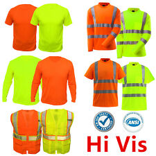 Safety Work Hi Vis Vest T Shirt Long Sleeve Ansi High Visibility Reflective Tape