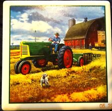 1949 Oliver 77 Tractor Hay Rake Drink Coasters- Art By Charles Freitag Mint