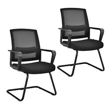 Set Of 2 Mid Mesh Back Conference Chair Reception Waiting Room Office Arm Chair