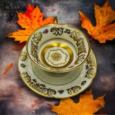 Hertel-jacob Rehau Teacup Bavaria Porcelain 9624 Floral Gold Trim German Saucer