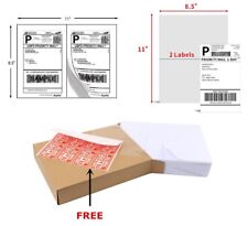 200-8000 Shipping Labels 8.5 X 5.5 Half Sheets Blank Self Adhesive 2 Per Sheet