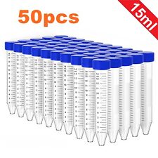 Conical Centrifuge Tubes 15ml With Screw Cap Sterile Plastic Test Tubes Lab 50pk