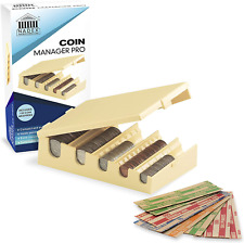 5 Section Manual Coin Sorter Bank Change Counter Money Roller Assorted Wrappers