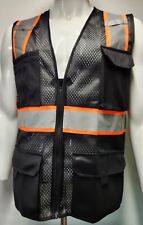 Two Tone High Visibility Reflective Black Safety Vest Small-xl