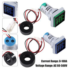 2x Digital Led Voltmeter Ammeter Ac 60-500v 0-100a Volt Amp Indicator Meter 22mm