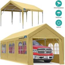Peaktop Outdoor Metal Carport Steel Frame Car Shelter Garage Canopy Shed 10x20ft