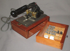 Vintage Franklin Signet Hot Embosser Stamping Machine W Number Stamps Wood Case