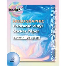 20 Pk Koala Printable Vinyl Holographic Sticker Paper Rainbow Waterproof 8.5x11