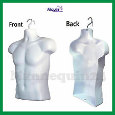 One Male Mannequin Torso Display Clothing Shirt White Hanging Dress Form