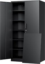 Metal Storage Cabinet With 2 Doors 5 Shelves72 Garage Storage Cabinet With Lock