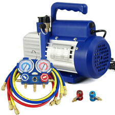 3cfm Vacuum Pump Combo Manifold Gauge R410a R134a R22 Hvac Ac Set Industrial