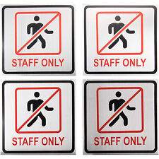 4-pack Staff Only Signs Employees Only Sign Aluminum Sticker Decal 5.5 Inches