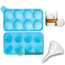 Round Ice Cube Ball Maker Tray Silicone Sphere Mold Bar Whiskey Cocktails Funnel