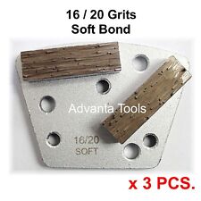 3pk Trapezoid Htc Style Grinding Shoe Disc Plate - Soft Bond - 1620 Grit