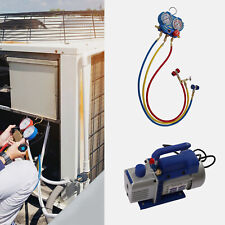 3cfm Air Vacuum Pump 14hp Manifold Gauge Hvac Refrigeration Repair Kit Ac Ac