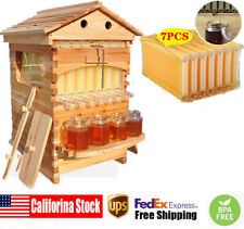 7 Pcs Free Flowing Honey Hive Beehive Framesbeekeeping Brood Cedarwood Box Us
