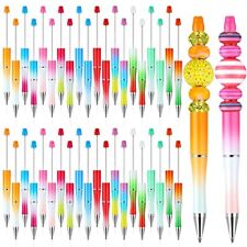 50 Pcs Plastic Beadable Pen Bead Pen Bulk Shaft Ink Ballpoint Pens Diy Pens F...