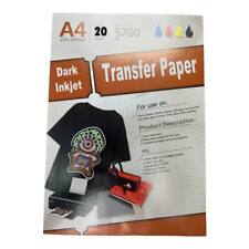 Inkjet Printable Heat Transfer Paper Dark T-shirt Iron-on 20 Sheets 8.5x11