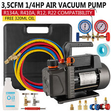 Ac Manifold Gauge Set R134a R410a R22 With 35 Cfm 14hp Air Vacuum Pump W Oil