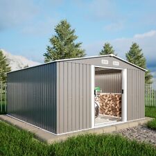 11x13 Outdoor Metal Storage Shed Wsliding Double Lockable Doors For Backyard