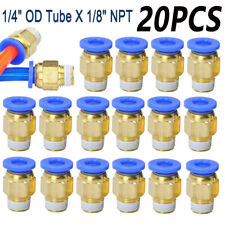 20pc 14 Od Tube X 18 Npt Pneumatic Fitting Push In Connector Air Fittings