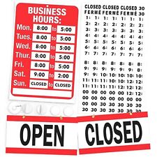 Open Closed Sign Business Hours Sign Kit For Glass Door Or Window - Bright R...