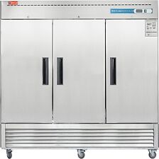 82w Stainless Steel Commercial Reach In Refrigerator Cooler 3 -door 72 Cu.ft