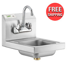 Commercial Wall Mounted 20-gauge Hand Sink With Gooseneck Faucet 12 X 16 Nsf