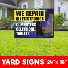 Repair Electronics Computer Cell Phone Yard Sign Corrugate Plastic With H-stakes