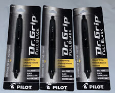 Lot Of 3 - Pilot Dr Grip Full Black Ball Point Pen Black Ink Medium Point 1.0mm