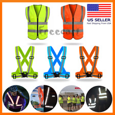 5 Pockets Safety Vest Reflective Belt Straps W High Visibility Stripes Security