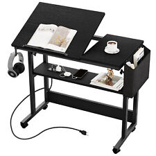 Rolling Standing Desk Height Adjustable Home Office Desk With Tilting Tabletop