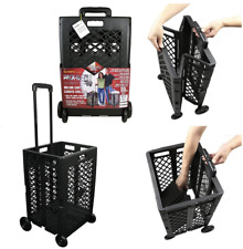 Folding Shopping Cart Wheels Collapsible Rolling Storage Foldable Laundry Basket