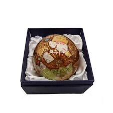 Unique Art 3-inch Amber Pearl Swirl Ocean Gemstone World Globe Paper Weight