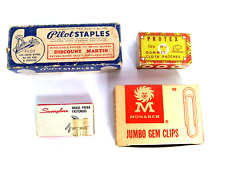 Vintage Office Supply Lot Gem Clips Pilot Staples Protex Patches Brass Fasteners