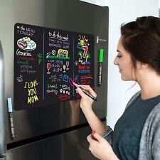 Magnetic Black Dry Erase Board For Fridge With Bright Neon Chalk Markers - 12x8
