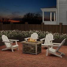 Clihome 5pcs Patio Dining Set Outdoor Fire Pit Table With 4 Adirondack Chairs