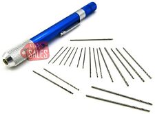 21pc Mini Drill Set Small Aluminum Hand Drill Wire Drills Sizes W Case