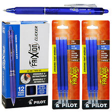 Pilot Frixion Clicker Erasable Blue Gel Ink Pens 12 Pens With 2 Pk Of Refills