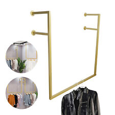 Wall Mounted Clothing Display Rack Garment Racks Golden Metal Tubes Commercial
