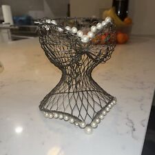 Vintage Wire Bodice Dress Form W Pearl Rim Top Boudoir Or Boutique Decoration