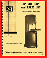 Yates-american J-120 20 Band Saw Service Owner Operator Parts Manual 1487