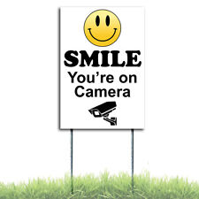 Smile Youre On Camera Security Surveillance Plastic Wstakes Coroplast Sign