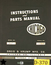Chicago Dreis Krump 265 Press Brake Instructions And Parts Manual