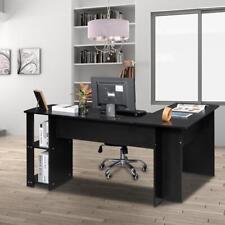L-shaped Wooden Black Computer Desk Home Office Laptop Pc Table Gaming Table
