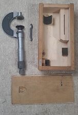 Vis Disc Micrometer 0-1 .001 In Wood Box With Wrench Machinist Tool