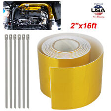 2 16ft Gold Heat Barrier Shield Roll Fiberglass Wrap Tape Exhaust Protection