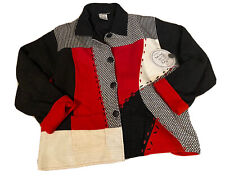 Parsley Sage Patchwork Red Black Womens Jacket Heart Patch On Back Sz L Nwt