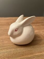 Vtg Rabbit Cotton Ball Dispenser White Easter Bunny Red Eyes Vanity Japan