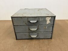 Vintage Metal 3 Drawer Parts Bin File Industrial Organizer Cabinet Gray Box Lyon